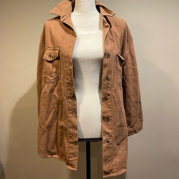 Princess Polly Neve Top Brown Over Shirt Button Down Top - Picture 10 of 13